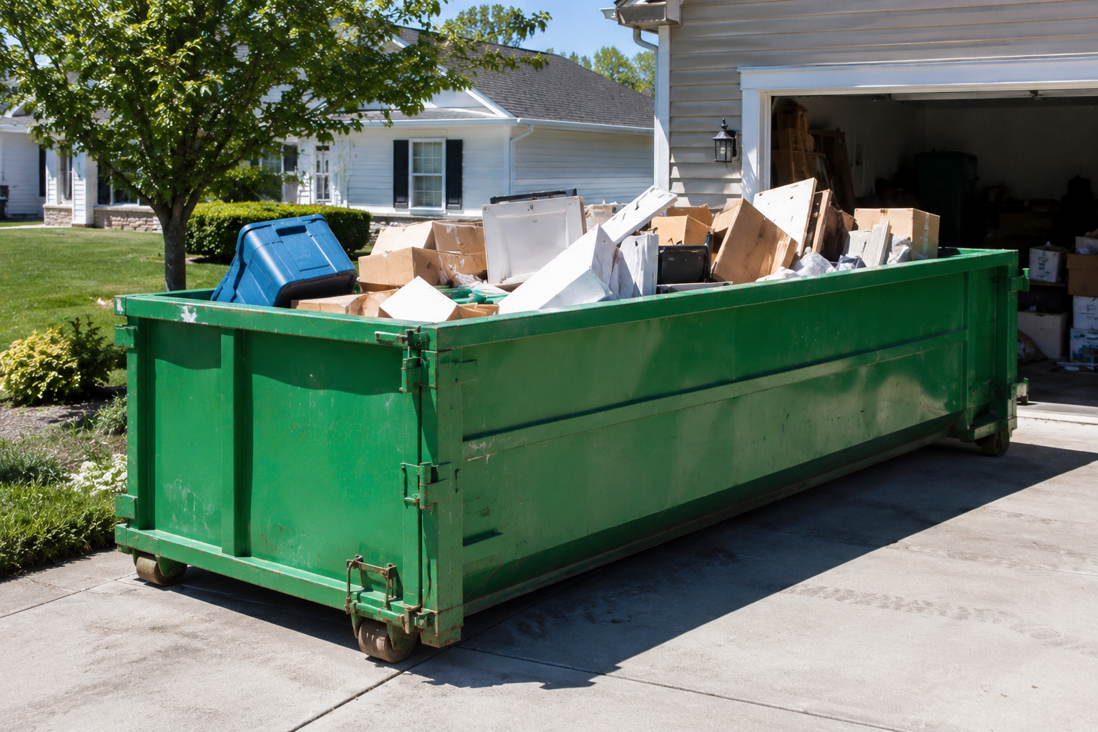 Roll-off dumpster for deck demolition project in Denver, CO