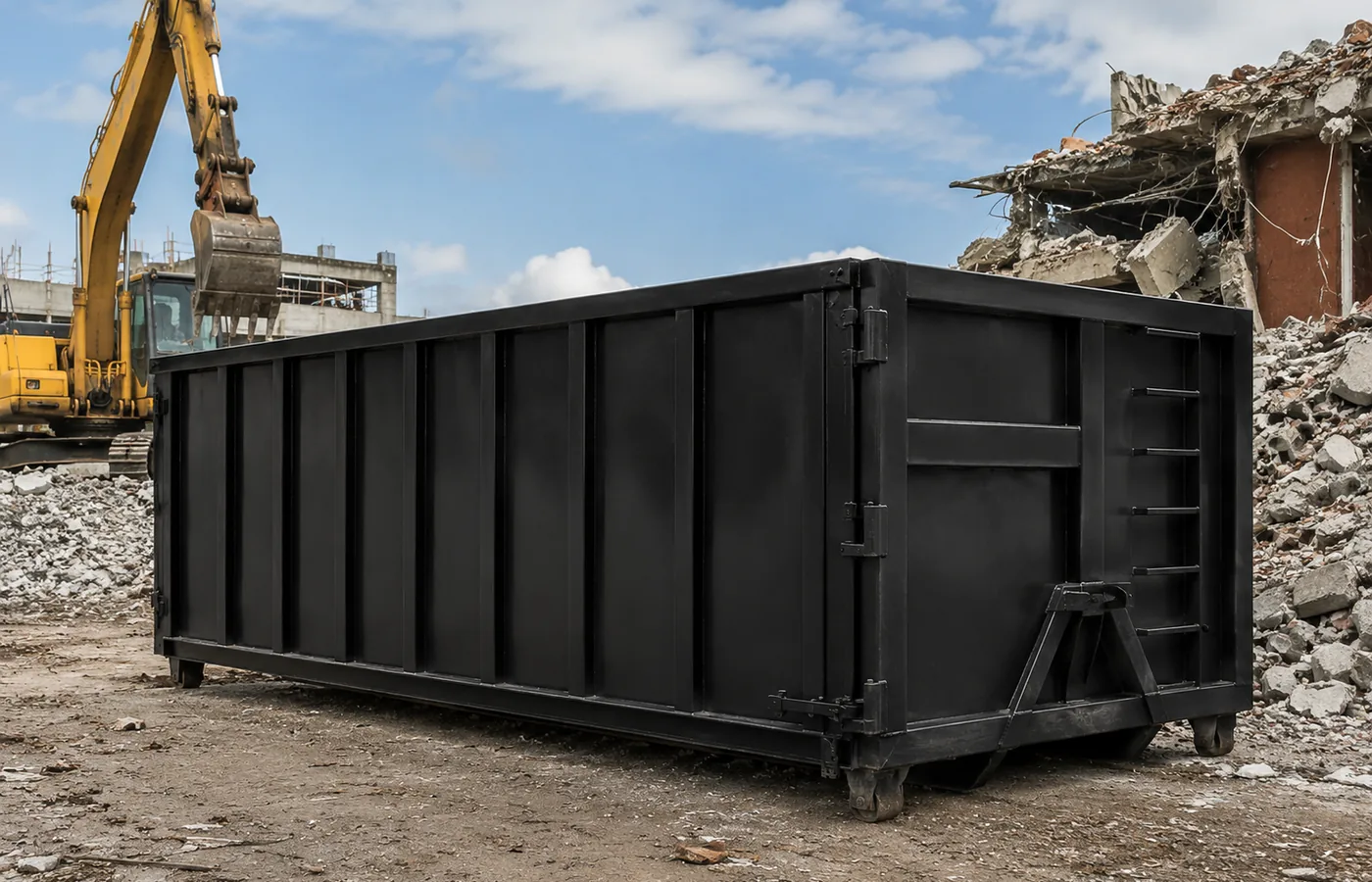 Workers load a Roll-Off Dumpster beside a Lone Tree - CO home during a major interior cleanout, Workers load a Roll-Off Dumpster at a Columbine Valley - CO property during a controlled exterior cleanup