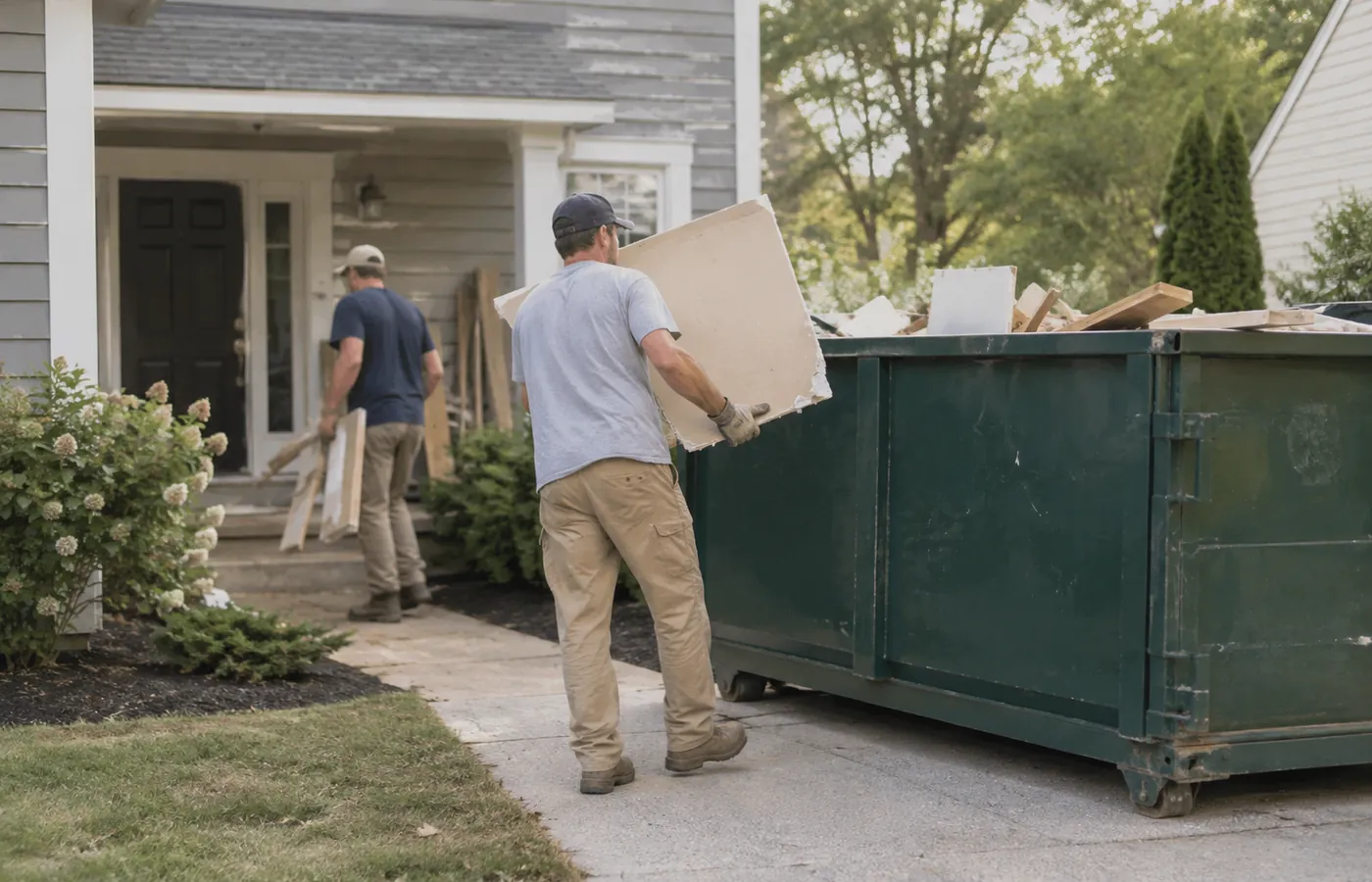 Residential Dumpster Rental in Henderson - CO set beside a driveway during a whole-home cleanout, Residential Dumpster Rental in Erie - CO set beside a driveway during a whole-home cleanup